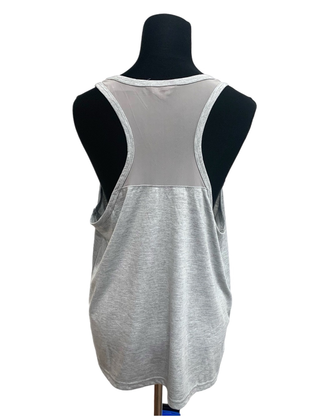 bebe Heather Gray Embroidered Logo Racerback Tank X-Large - Picture 3 of 5